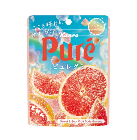 Kanro Pure Gummy – Gusto Pompelmo Rosa e Soda  52g